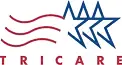 TriCare logo featuring three blue stars and red waves, representing insurance options relevant to SagePoint Behavioral Health's services.