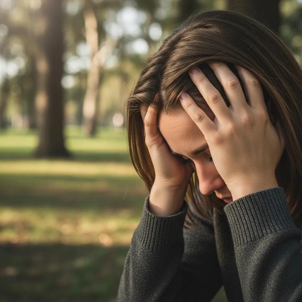 A person sitting quietly outdoors reflecting on their mental health