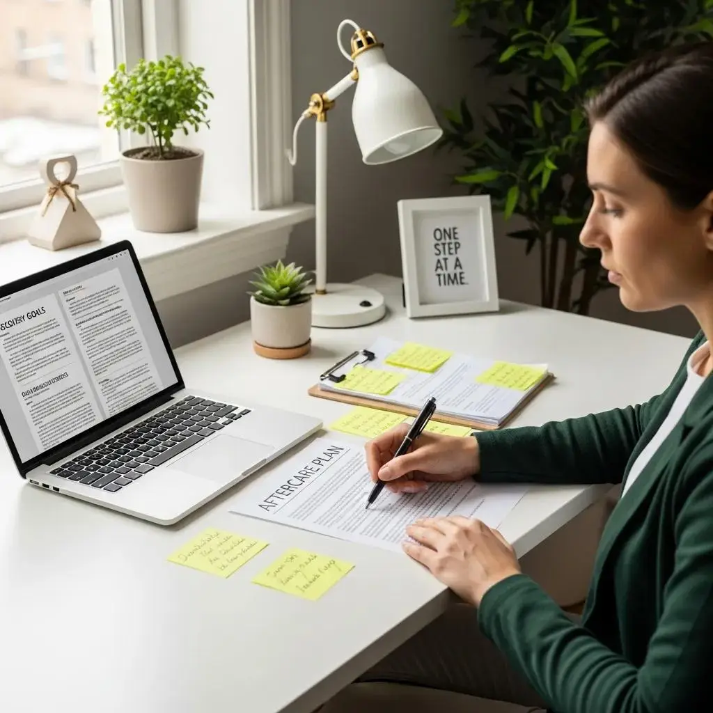 A person reviewing a personalized aftercare plan, representing proactive recovery planning