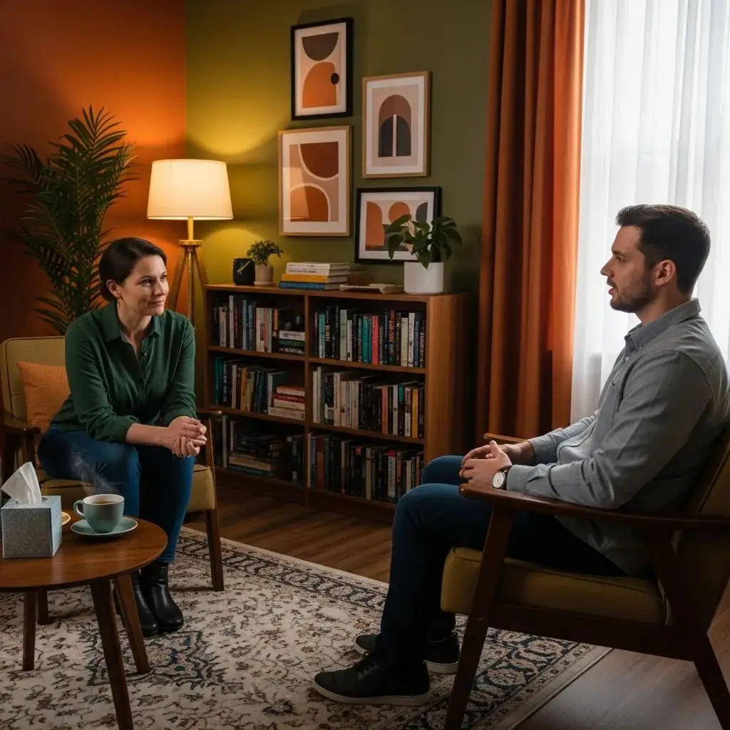 Therapist and client in a trusting conversation, highlighting the role of confidentiality in therapy