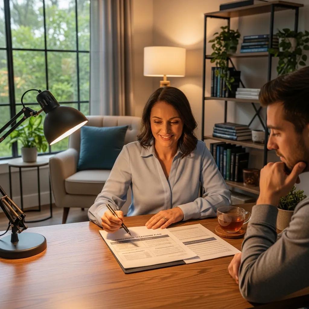 A therapist and patient reviewing a personalized treatment plan together in a supportive setting