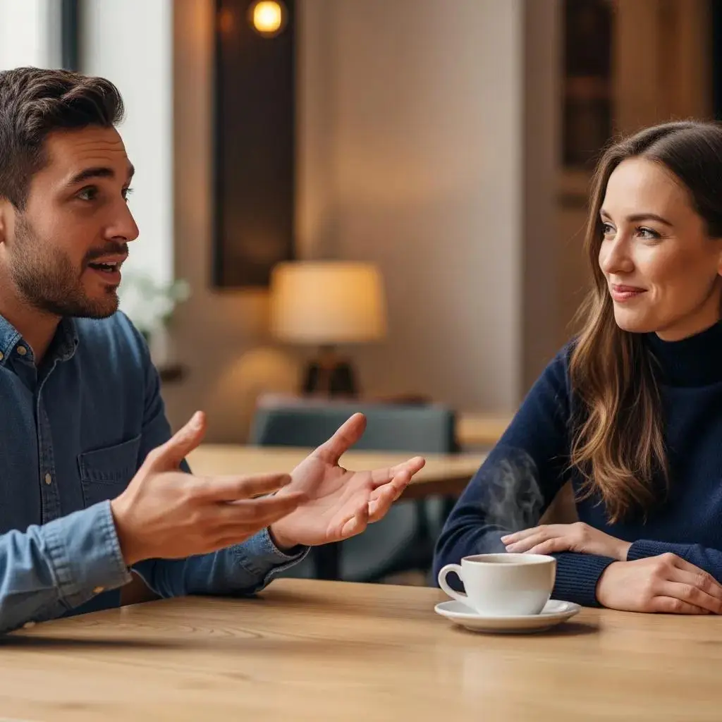 Two people engaged in a supportive conversation