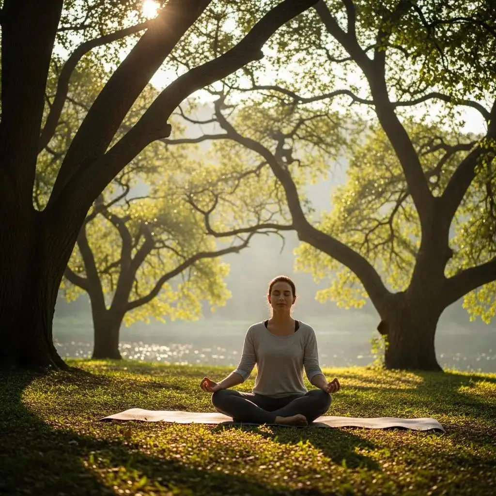 Person practicing mindful breathing outdoors to support mental well‑being