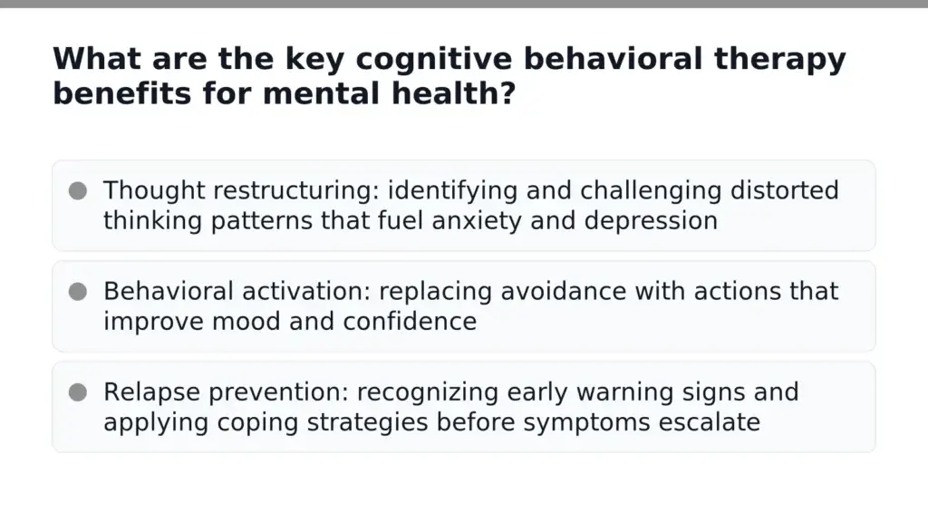 What are the key cognitive behavioral therapy benefits for mental health